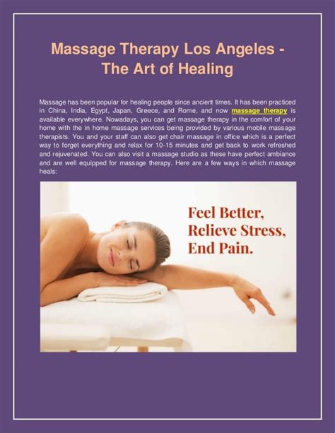 Massage Therapy Los Angeles The Art Of Healing