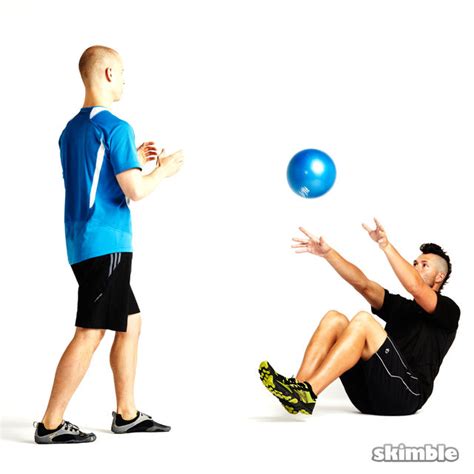Seated Ball Toss With Standing Partner Exercise How To Workout