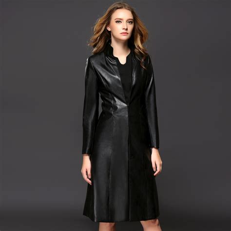 Womens Leather Trench Coat