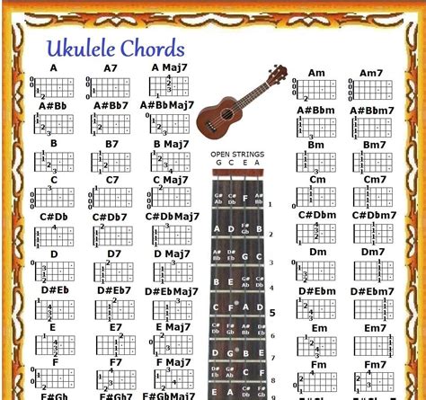 Tabla De Acordes De Ukelele Póster Amazones Instrumentos Musicales