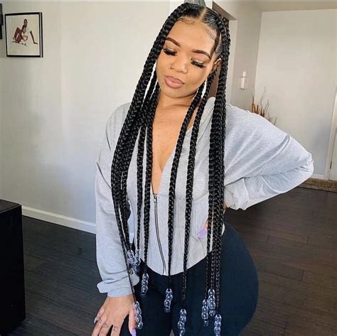 Long Knotless Box Braids With Curly Ends Pic Power