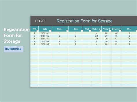 Excel Of Green Registration Form For Storagexlsx Wps Free Templates