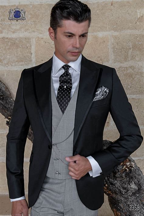 Italian Bespoke Black Wedding Suit Coordinated With Prince Of Wales