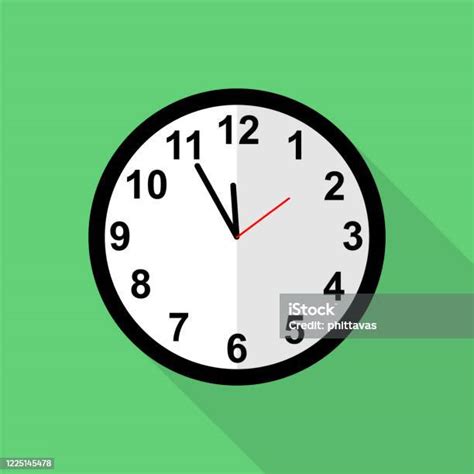 5 Minutes To 12 Oclock Stock Illustration Download Image Now Clock