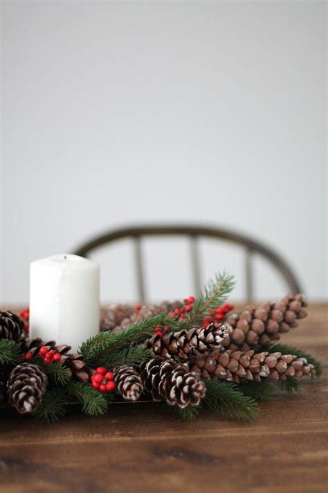 5 minute diy christmas centerpiece with pinecones and berries