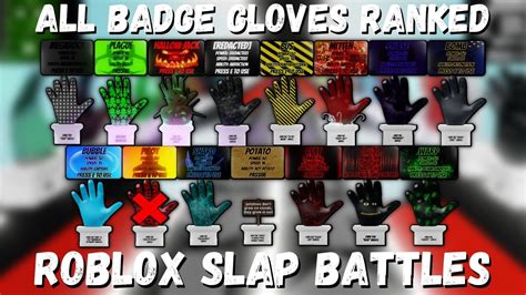 All Badge Gloves Ranked Roblox Slap Battles Youtube