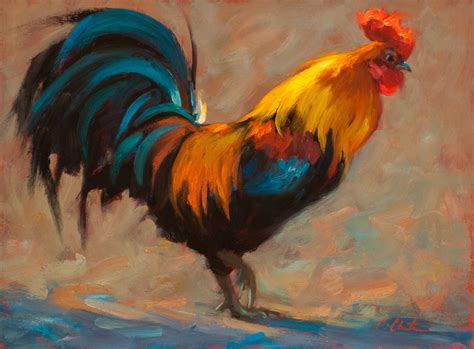 Up For Sale Is Original Oil Painting On Cardboard Rooster And Hen By Sandt