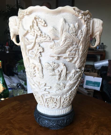 Large Antique Chinese Faux Ivory Vase Etsy