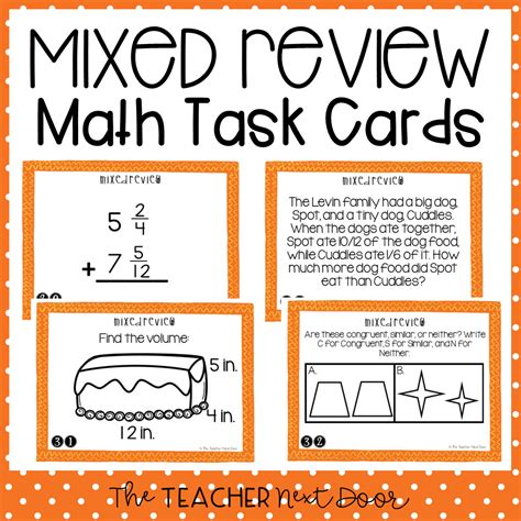 5th Grade Mixed Review Task Cards 5th Grade Test Prep Math Center