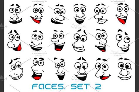 Cartoon Faces With Emotions ~ Graphics ~ Creative Market