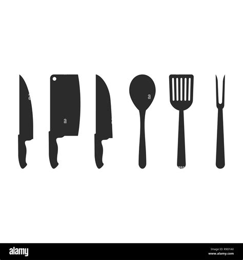 Silhouettes Of Kitchen Accessories Vector Illustration Set Of Black