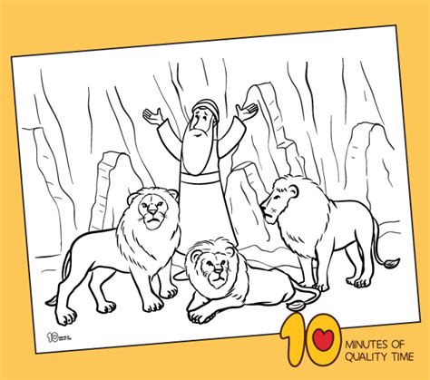 Daniel In The Lions Den Coloring Page 10 Minutes Of