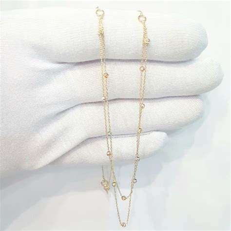 Two Rows Chain Beaded Italian Balls Charm Dainty Delicate Necklace For