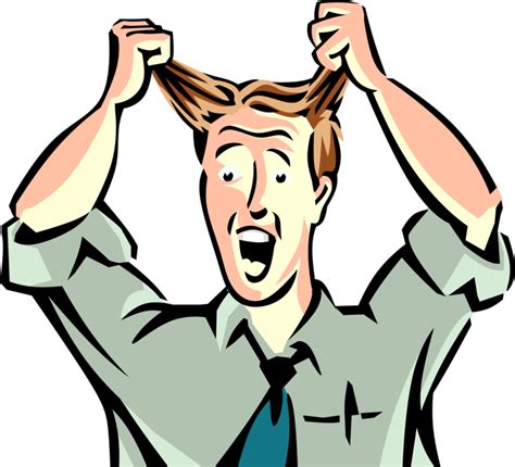 Frustrated Executive Pulls Out Hair Vector Image