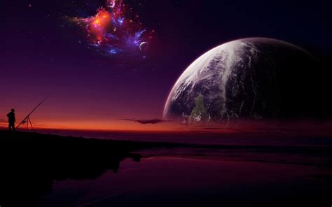 Silhouette Of Person And Planet Fantasy Art Planet Space Art