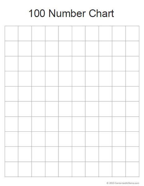 Free Math Printable Blank 100 Number Chart 100 Number Chart Number