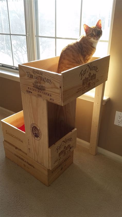 Homemade Cat Condo Made From Wine Crates I Love This Cat Condo