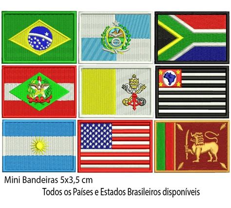 Bandeira Mini Patch Bordado Brasilpaises Kit C8 Bandeiras R 3200