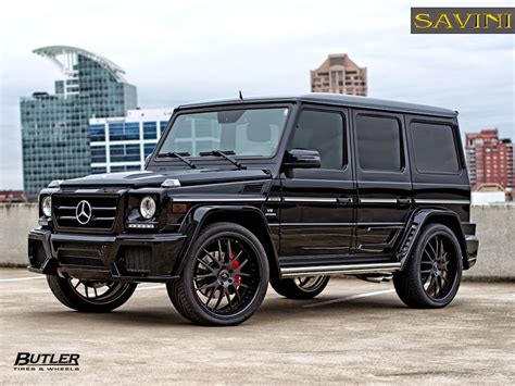 There's a new amg night package for added aggressiveness and a new spare tire cover. Mercedes-Benz G63 AMG Black on Black Savini Rims | BENZTUNING