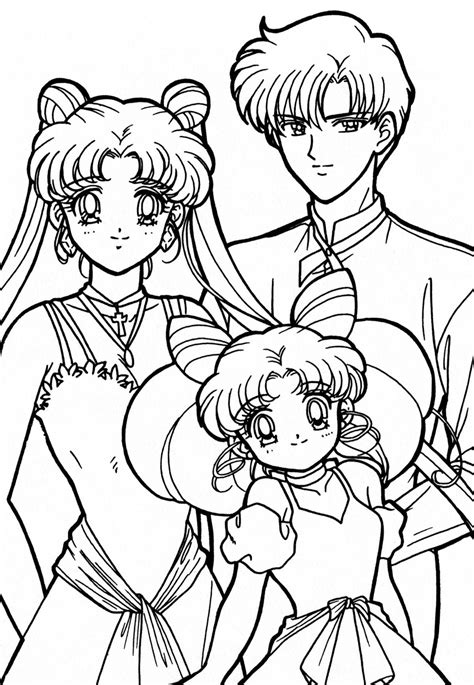 Usagi Mamoru And Chibiusa Coloring Page Sailormoon Dibujos De