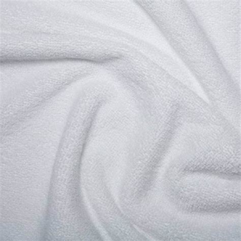 White Cotton Terry Towelling Fabric Plain Solid Colours Towel