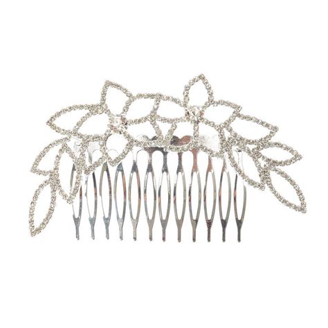 Silver Glass Rhinestone Floral Hair Comb Claires Us