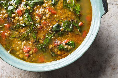 Lentil And Spinach Soup With Roasted Peppers Debbie Copy Me That