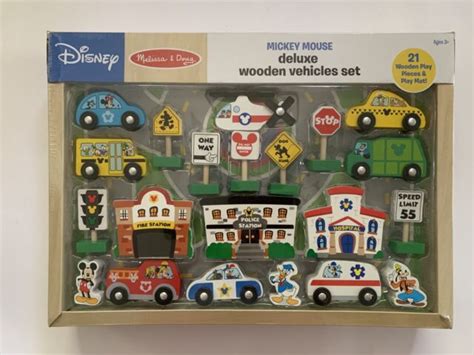 Disney Mickey Mouse Deluxe Wooden Vehicles 21 Pc Set By Melissa And Doug