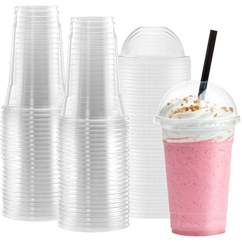 Netko Plastic Cups With Dome Lids 10 Sets Of 16 Oz Disposable Cups With