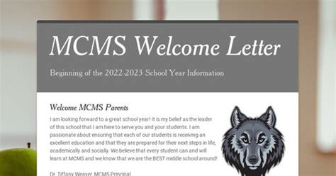 Mcms Welcome Letter Smore Newsletters For Education