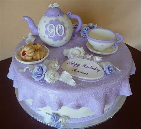 Find over 100 fun ways to celebrate 90! Tea Party Cake for 90th Birthday - cake by RoscoeBakery ...