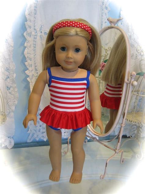 ruffled swimsuit made to fit 18 inch american girl by menabella doll clothes 18 inch doll