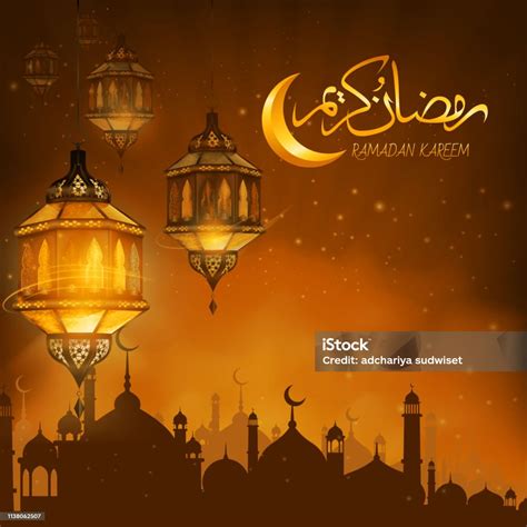Stock Ilustrace Ramadán Kareem Nebo Eid Mubarak Blahopřání S