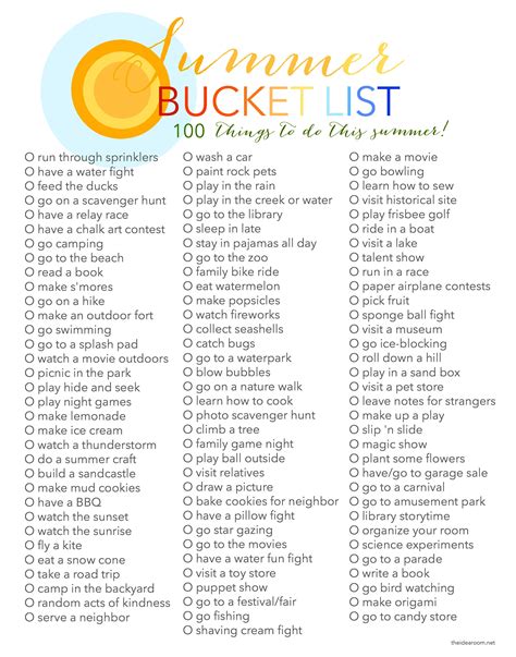 100 Things To Do This Summer Summer Fun List 100