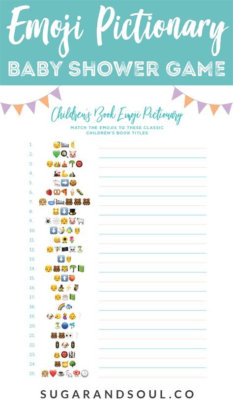 Emoji Pictionary Baby Shower Game Free Printable Sugar And Soul