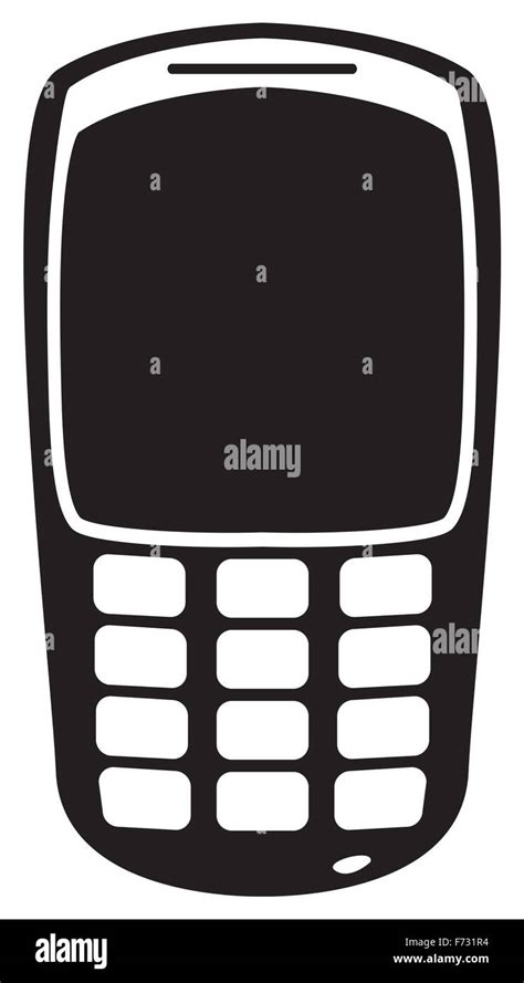 A Mobile Phone Silhouette Outline Isolated On A White Background Stock