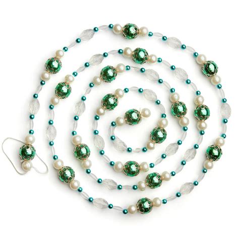 Turquoise Pearl And Clear Bead Garland Christmas Garlands
