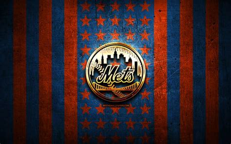 The official instagram account of the new york mets. Download wallpapers New York Mets flag, MLB, blue orange metal background, american baseball ...
