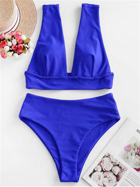 25 Off 2021 Zaful Braided Straps Plunging High Waisted Bikini