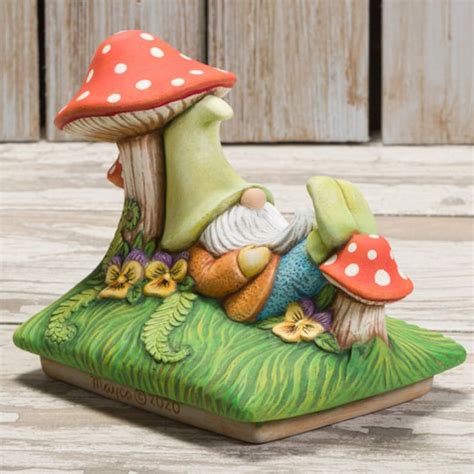 Ceramic Garden Gnome With Mushrooms Bisque Diy Paint Your Etsy