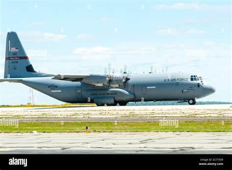 C 130 Hercules Landing On The Runway At The Rhode Island National Guard