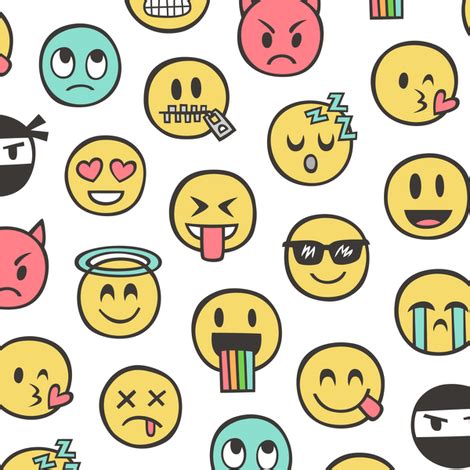 Smiley Emoticon Emoji Doodle On White Fabric Doodles Emoticon Emoji