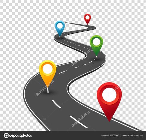 Road Infographics Winding Road Success Pin Pointers Business Journey