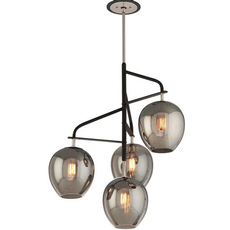 Retro vintage industrial black metal hanging ceiling pendant light shade m0031. Medium Smoked Glass Drop Chandelier | Troy lighting ...