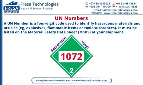 Un Numbers A Un Number Is A Four Digit Code Used To Identify Hazardous