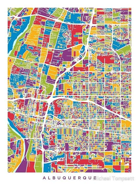 Albuquerque New Mexico City Street Map Photographic Print By Michael