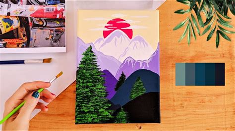 Como Pintar Em Tela Pintura Fácil Com Tinta Acrílica Montanhas E