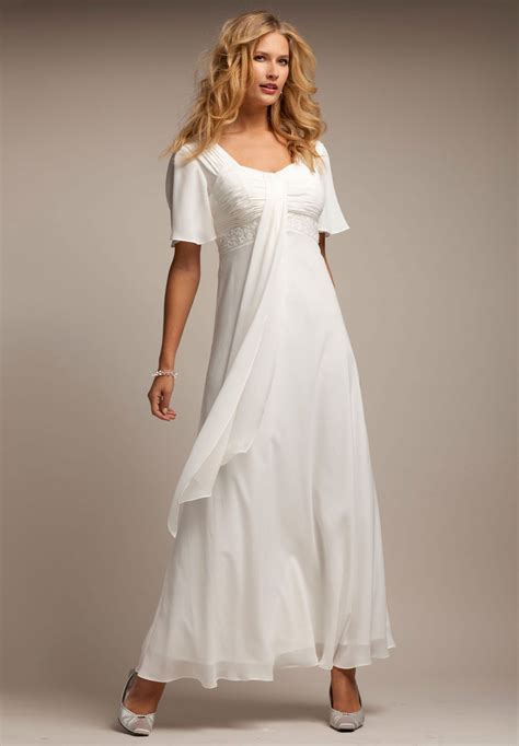 Empire waist dresses are extraordinarily versatile. Plus Size Flutter Sleeve Beaded Empire Waist Gown | Plus ...