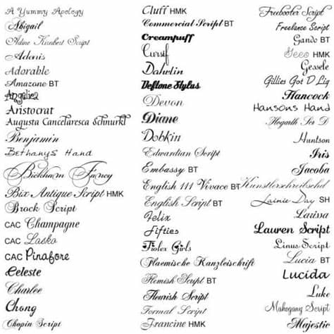 A good script font is hard to find. Script Font Samples - Page 1 | tattoo loves | Pinterest ...
