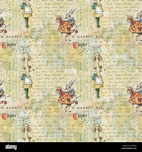 Alice In Wonderland Seamless Pattern Stock Photo Alamy